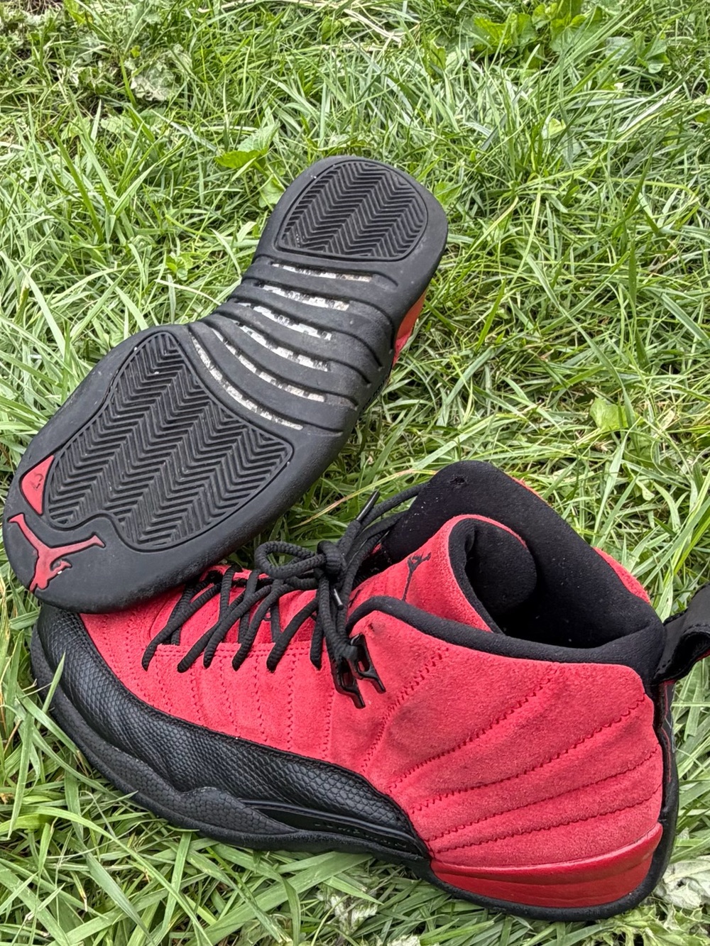 Nike Jordan Red and Black Suede High-Top Sneakers - Picture 6 of 7